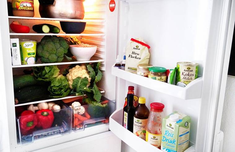 Veganer Kühlschrank einer Familie