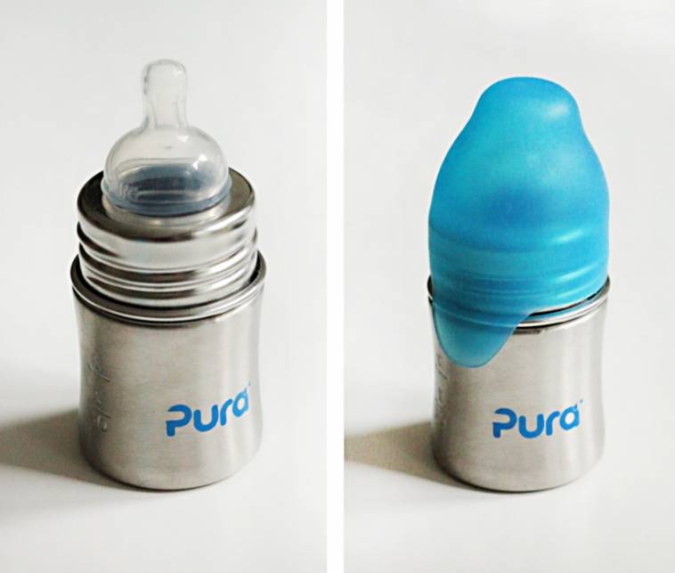 Edelstahl-Babyflasche von Purakiki natur 150 ml
