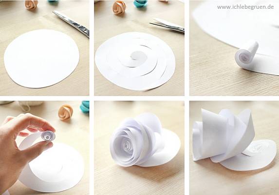 Rosenstrauß Deko DIY mit Papierrosen – Bildanleitung zum Selbermachen