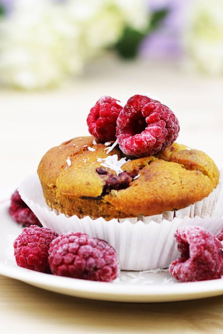 Vegane und glutenfreie Himbeer-Vanille-Muffins