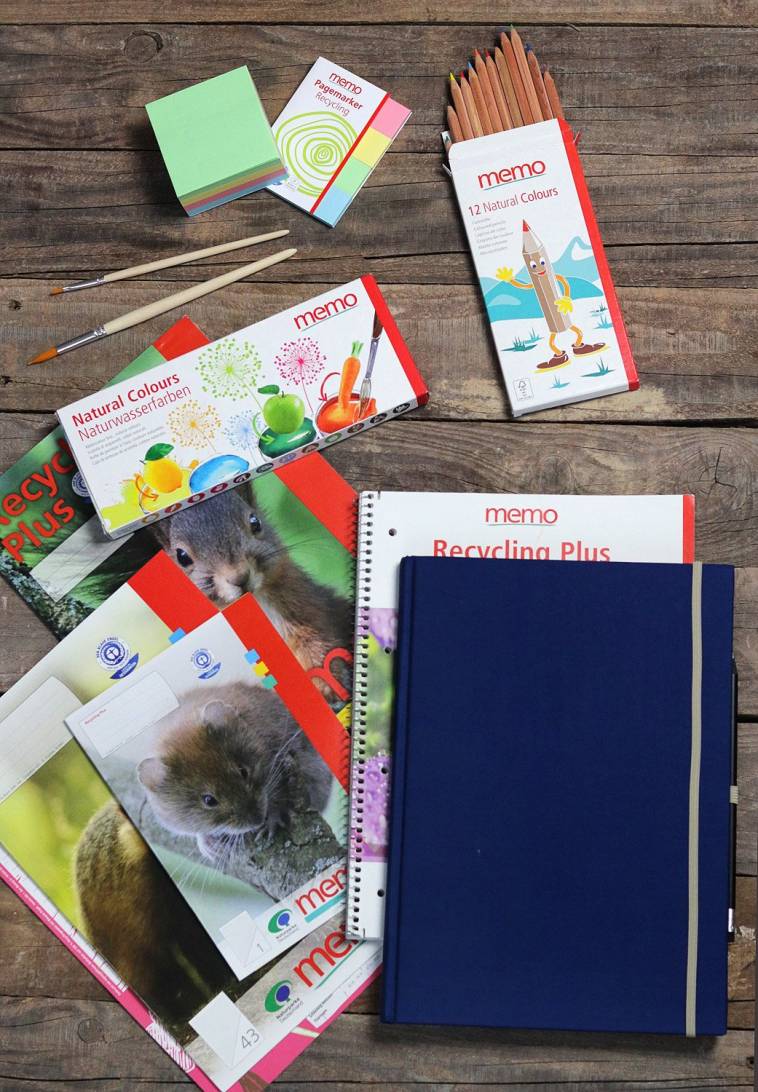 Nachhaltiger Schulbedarf - Hefte, Stifte, Farben